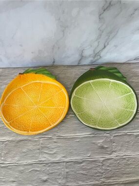 Pier 1 Imports Orange/Lemon  & Lime Fruit Snack Salad Bread Dessert Plate Set 2